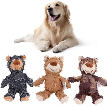

Pet Plush Squeaky Bear Chew Toys Dog Cat Puppy Teeth Cleaning Bite Puzzle Toy