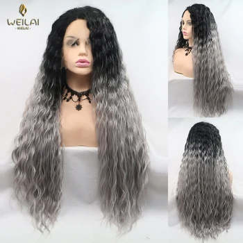 

WEILAI African Women’s Wig Hair Coloring Gradient Long Curly Hair Lace Explosion Fluffy Black/Gray Chemical Fiber Hair
