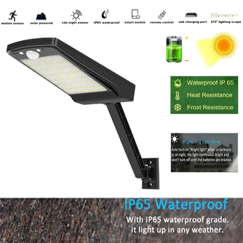 

Solar Lights Outdoor, 56 LED 900 Lumens Security Lighting Wireless Motion Sensor Light with Remote Control for solar lamp