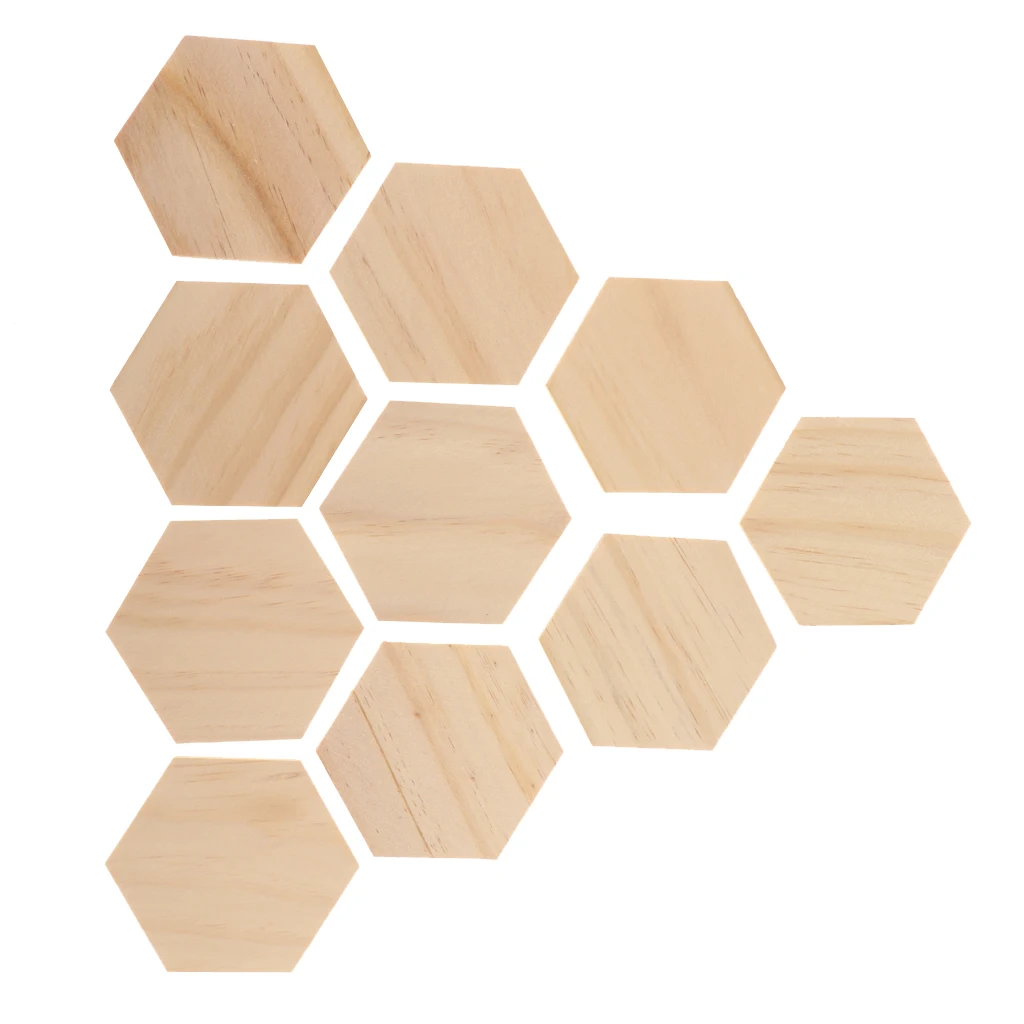 10x MDF Wooden Bases Hexagon Hex  Cut Games Props Embellishment 90x78mm