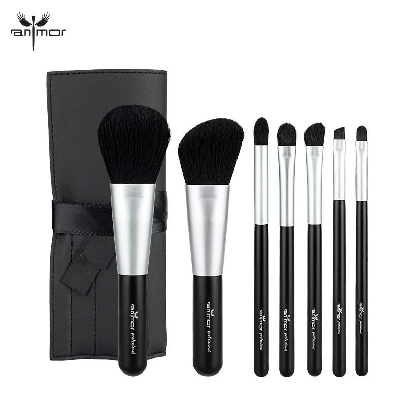 

ANMOR 7Pcs Makeup Brushes Set Travel Make Up Brush Powder Blush foundation Eyeshadow Eyebrow Contour Brush Kit With Cosmetic Bag