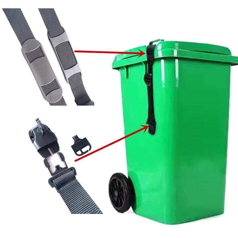 

Outdoor EDC Tools Bin Cover Secure Lock Straps With Hardware For Trash Can Cover Adjustable Garbage Bin Lid Security Strap Bands