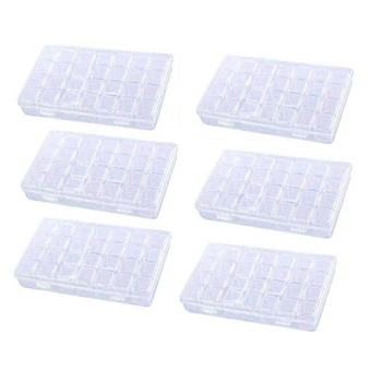 

6 Pack 28 Grids Diamond Painting Boxes Organizer Plastic 5D Diamond Embroidery Storage Box Diamond Painting Accessories