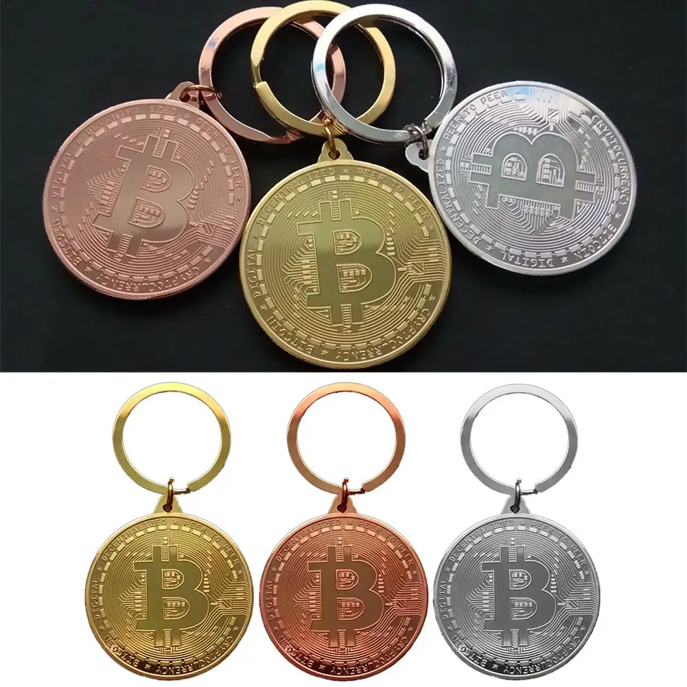 1 шт. позолоченный брелок для монет Биткоин арт коллекция BTC коллекционный ретро