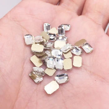 

30pcs Nail Rhinestones 4X6mm Rectangle Shape Diamond Lens Nail Sticker Glass Flat-bottomed Diamond Flashes DIY Tool
