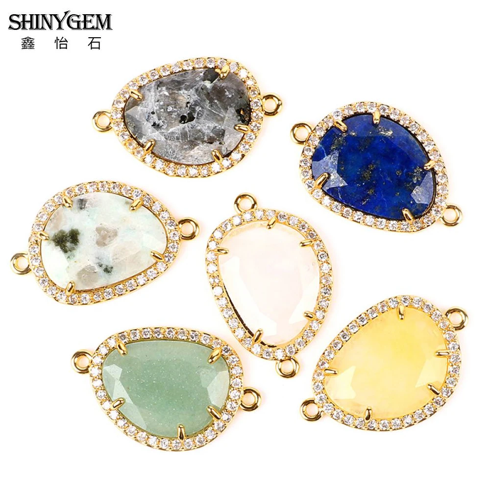 ShinyGem Натуральный камень разъем Ляпис Лабрадорит авантюрин нерегулярные цвета: