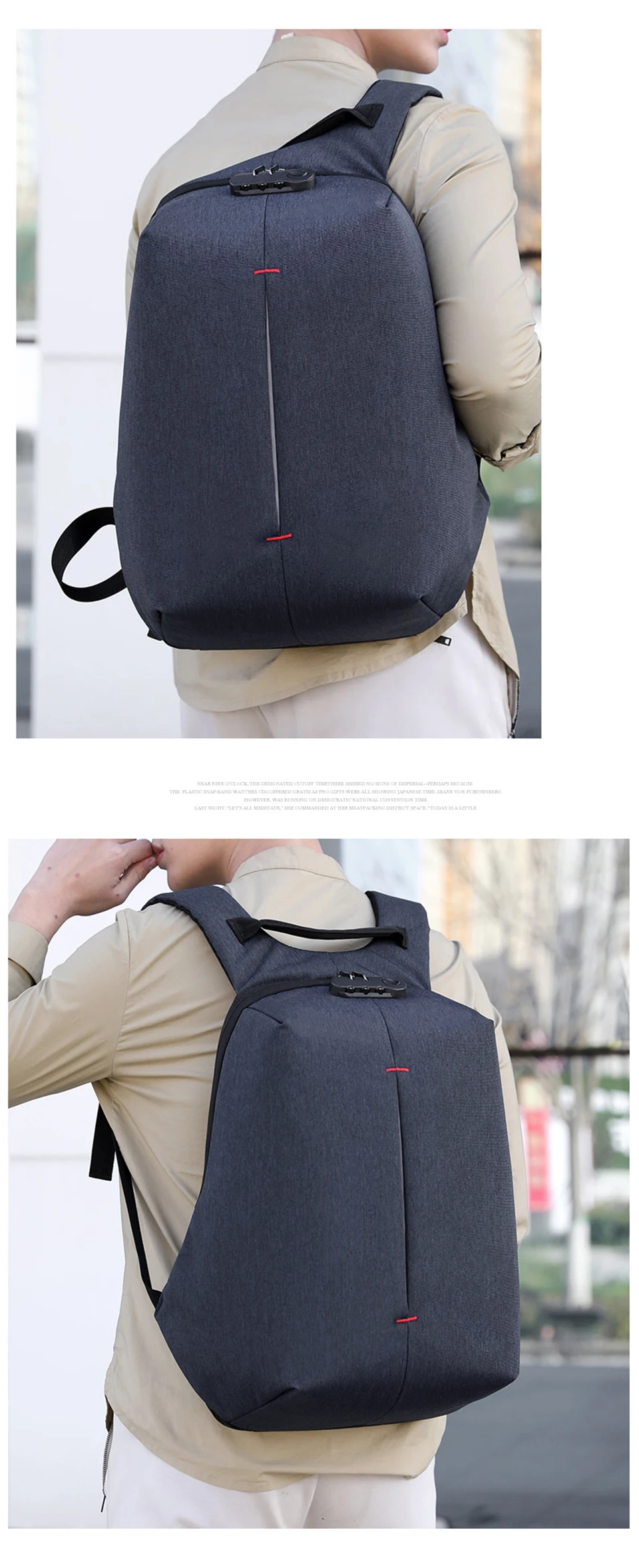 Laptop Backpack 15.6 Inch Notebook Back Pack Anti Theft Business Men Travel Bags Waterproof Male USB Charging Student Bagpack (12)