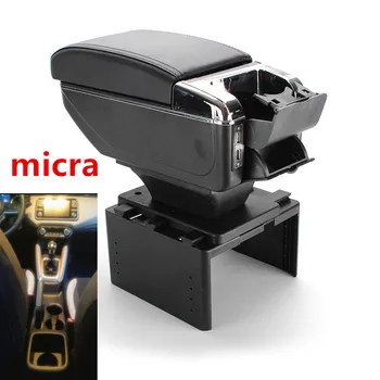 

For new nissan micra Armrest box central Store content box with cup holder ashtray new micra 2017 k14
