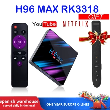 

H96 Max-3318 Android TV BOX RK3318 Quad-Core 64bit Cortex-A53 4K H.265 USB 2.0 Bluetooth4.0 2.4G / 5G WiFi Smart Set-Top Box