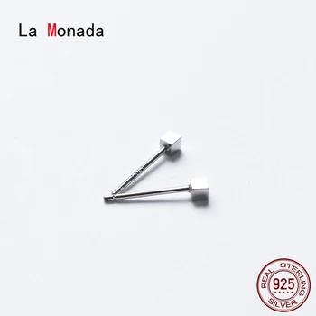 

La Monada Square Cube Minimalist Sterling Silver Stud Earrings Women Fine In 925 Silver Jewelry Woman Earrings Stud Silver 925