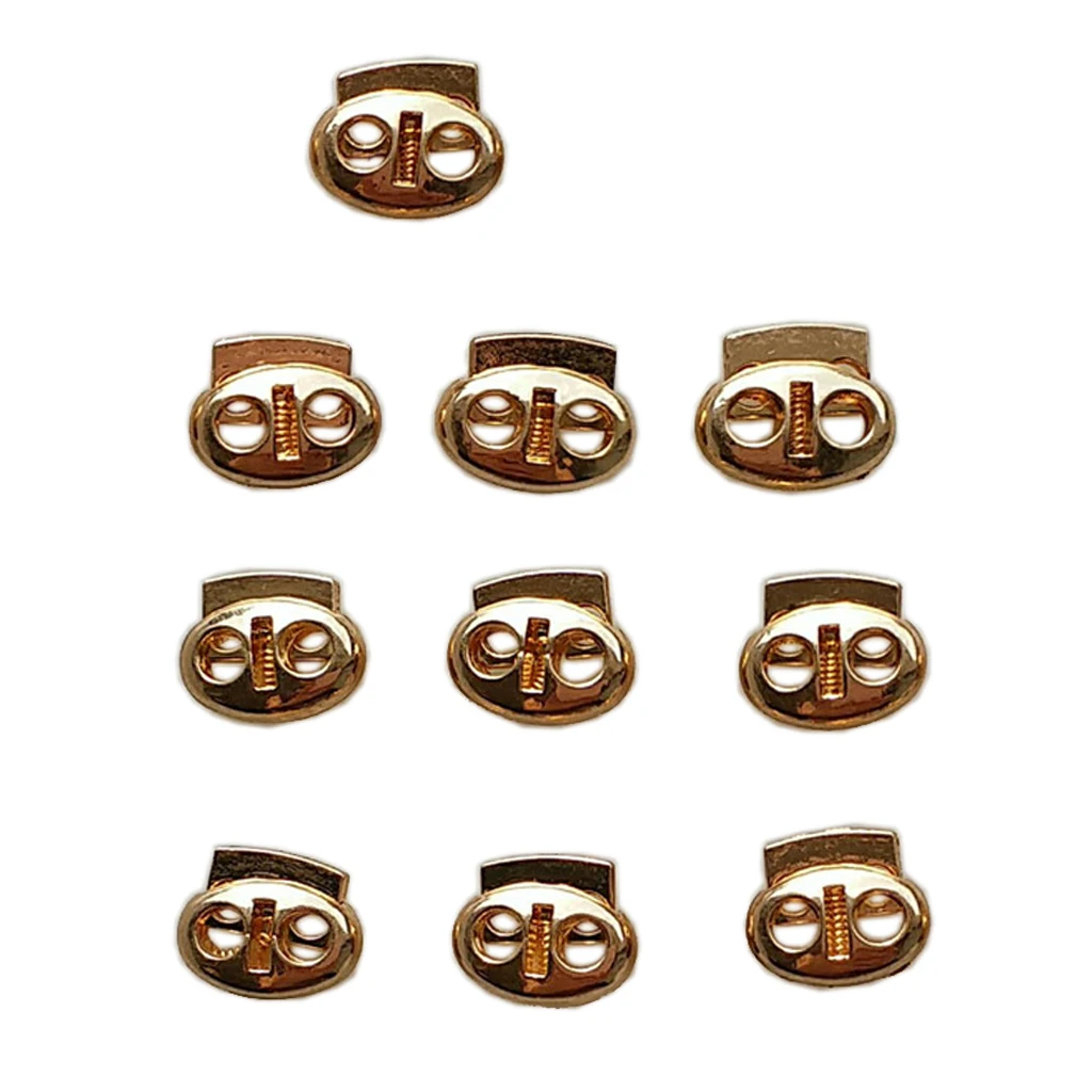 10pcs Travel Dual Holes Cord Locks Spring Loaded Stopper Toggle Buckle Clamp