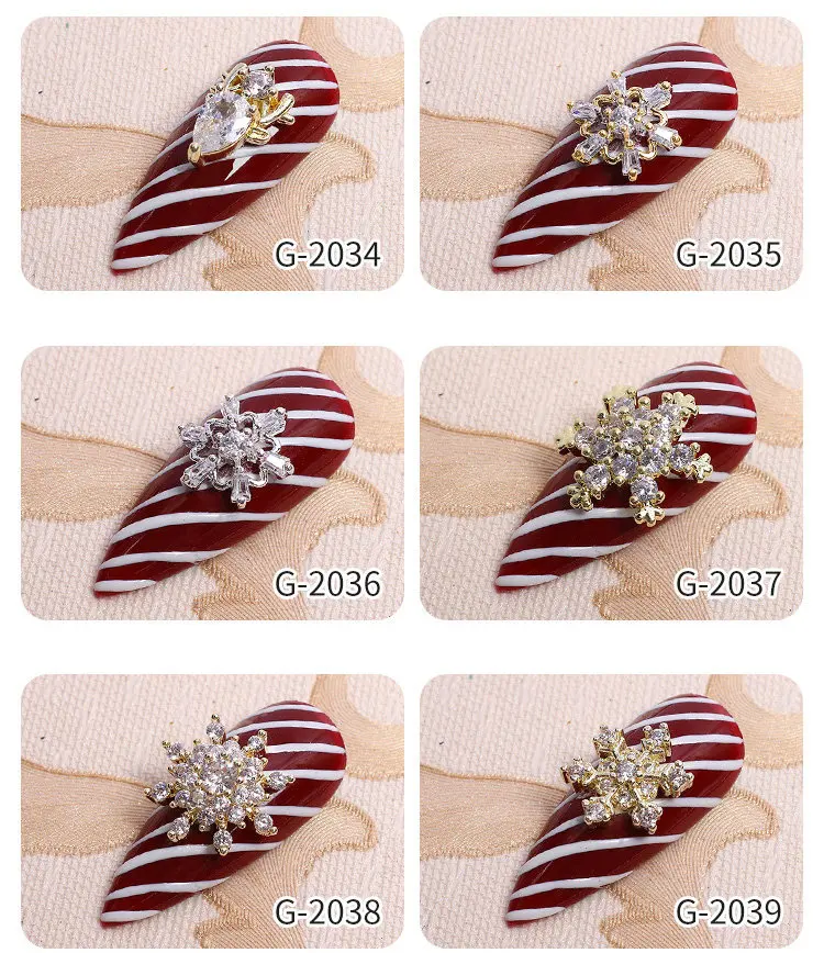 10 stücke Weihnachten Elch Hirsche Schneeflocke Zirkon Kristalle Strass Schmuck Nail art Dekorationen Nägel Zubehör Charme Liefert – Detail 6