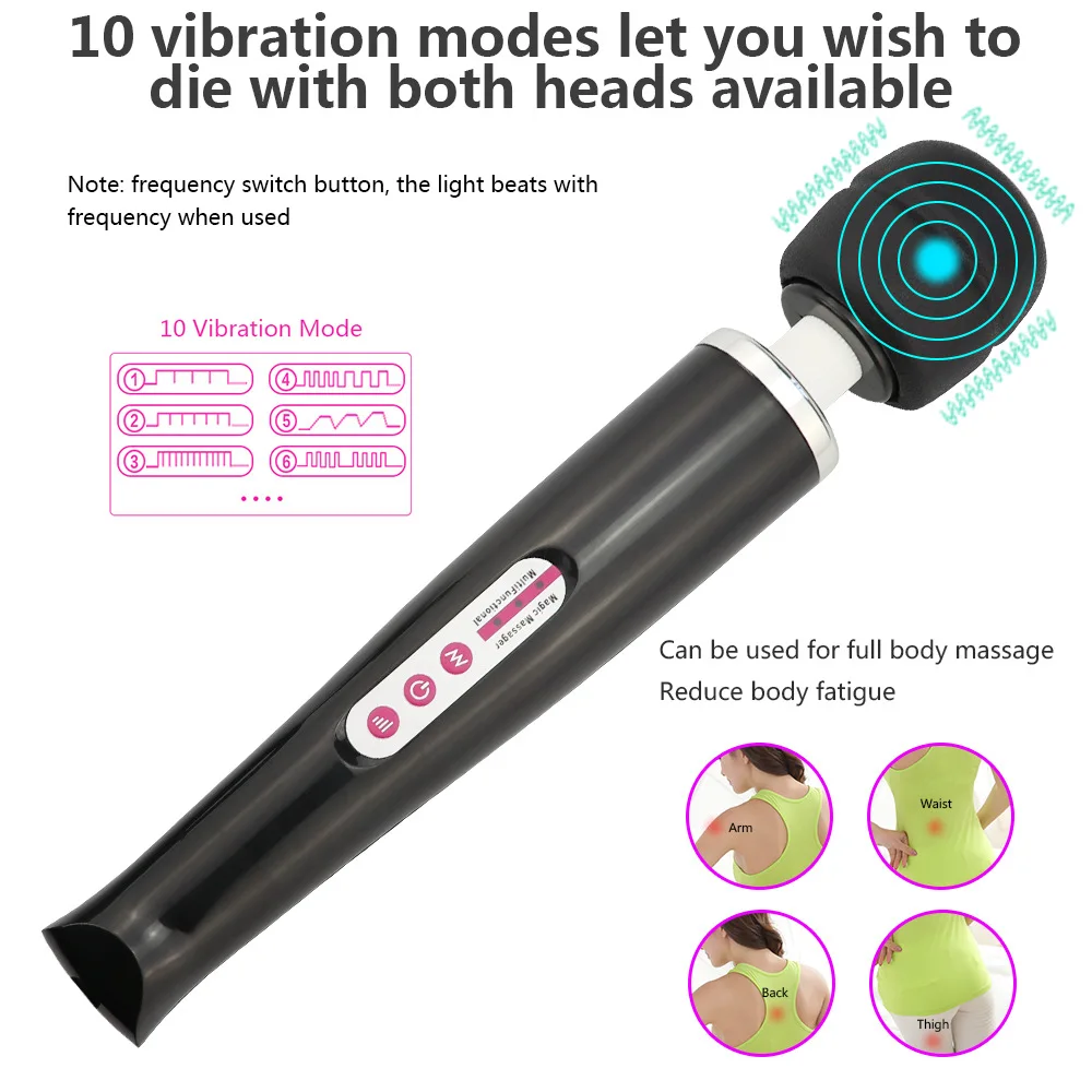 Back Charging Massage Stick Device 10 Vibration Modes Magic Wand Neck Massager Vibrator For Women And Men Massage Whole Body