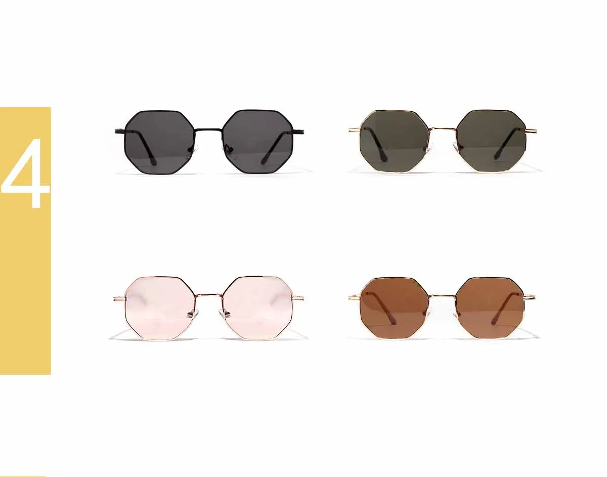 Новинка, полигональные мужские солнцезащитные очки, женские, Ретро стиль, круглые металлические солнцезащитные очки, фирменный дизайн, шестигранные солнцезащитные очки, мужские, женские, UV400
