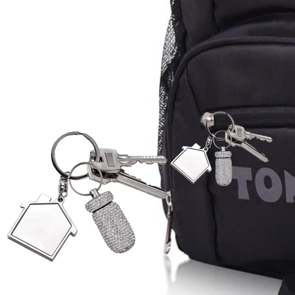Car Storage Box Bottle Bling Organizer Pill Box Automobile For Car Interior / Hanging Key Ring Mini Storage with Diamond
