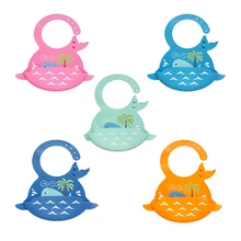 Детские силиконовые нагрудники Водонепроницаемый для кормления ребенка вытирания слюней младенцев Полотенца носки для новорожденных с рисунком Кита из мультфильма фартуки, детские нагрудники Регулируемый банданы Слюнявчики