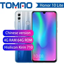 Honor 10 Lite, 4G, мобильный телефон, Android 9,0, 6,21 дюйма, FHD, 2340X1080, двойной шрифт, задняя камера 24 МП, AI камера, отпечаток пальца, 710, Восьмиядерный