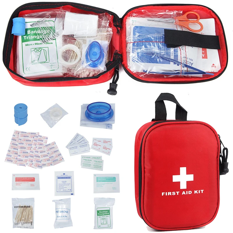 Mini paquete de tratamiento de emergencia para supervivencia en exteriores, Kit de primeros auxilios para acampar, senderismo, bolsa médica, 120 Uds.