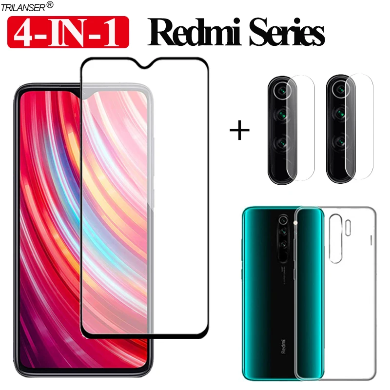 4 в 1 ТПУ чехол ксиоми редми нот 8 про + защитное стекло для Pro Xiaomi Redmi Note 8T 8A на 8т T