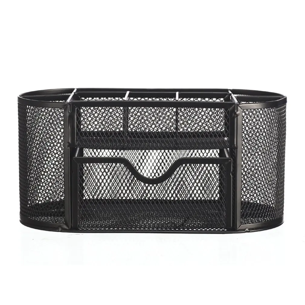 

2019 New Multi-functional Desk Organizer Mesh Metal Pen Holder Stationery Container Box Office School Supplies Caddy