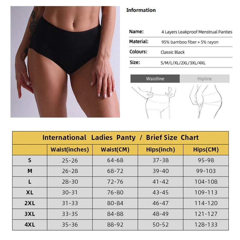 Menstrual Panties For Women Physiological Period Pants Briefs Four Layers Leakproof Incontinence Sexy Underwear Lingerie ► Photo 2/6