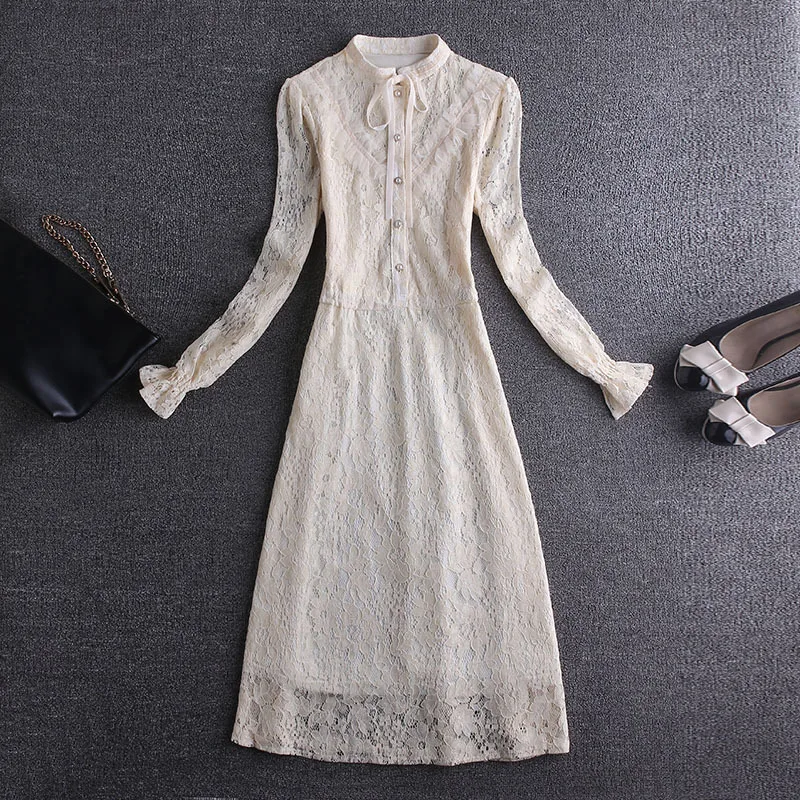 

Lace Dress 2020 New Style Spring Women's Dress Popular Elegant Slimming Mid-length Slim Fit Base Skirt