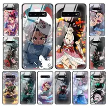 Аниме демон Slayer Kimetsu no Yaiba закаленное стекло чехол для samsung Galaxy S10 5G Note 9 A70 силиконовый край телефона оболочки