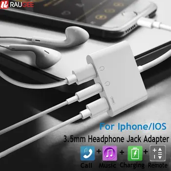 

3 in 1 Lightning to 3.5mm Headphone Jack Adapter Lightning Audio + Fast Charger + 3.5mm Headphone Splitter For iPhone iPad IOS
