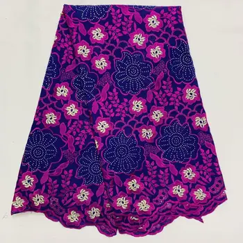 

African Dry Lace Fabric 2020 High Quality Lace Tulle Cotton Swiss Voile Lace Fabrics with Stones for Dress Nigerian 5 Yards
