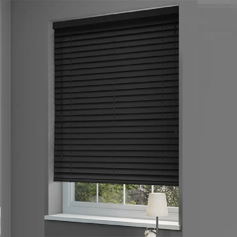 Cortinas de madera de tamaño personalizado, persianas venecianas de 50mm de  hoja, ventanas medio opacas para baño, tilo, hogar - AliExpress