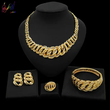 

Yulaili High Quality 18 Gold-Plated X Teddy Bear Jewelry Sets Necklace Earrings Bracelet Ring Jewellery for Women