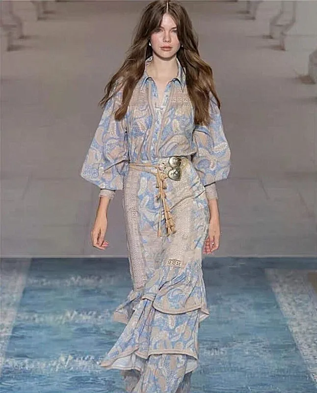 

2020 New arrive light blue Blouses and Skirt