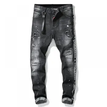 

Dsquared2 Personality patch Jeans Slim Fit Men's Washed Denim