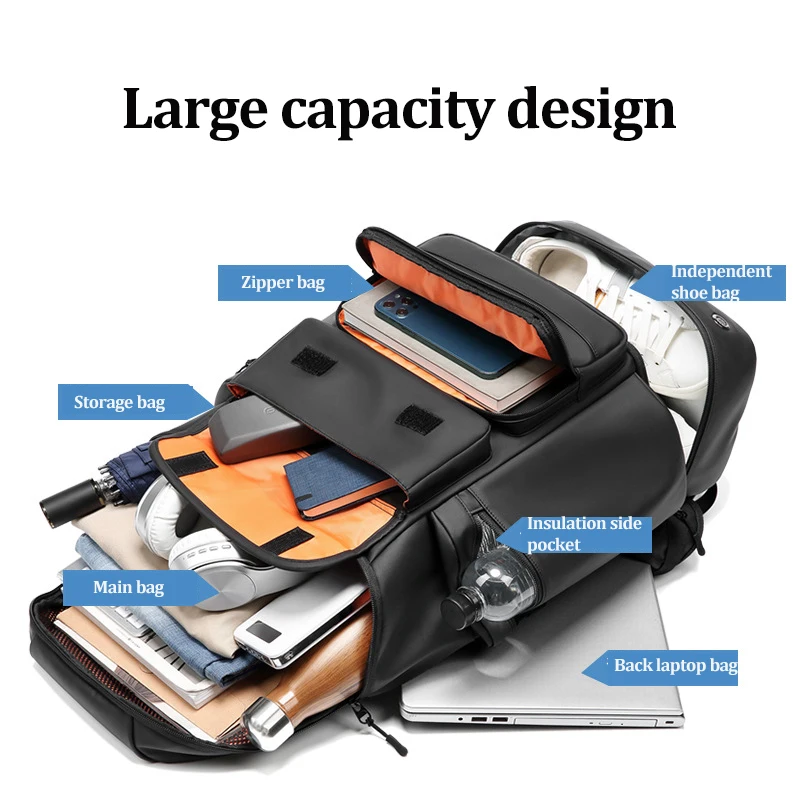 Dwxx Backpack Double-Shoulder Bag MenS Leisure Large-Capacity Business Outdoor Travel Anti-Theft Backpack Multi-Function Usb Charging Bag 