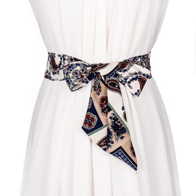 

Fashion Silk Dress Belts for Women Self Tie Wrap Around Waistband All-match Female Belts Cummerbunds PD30
