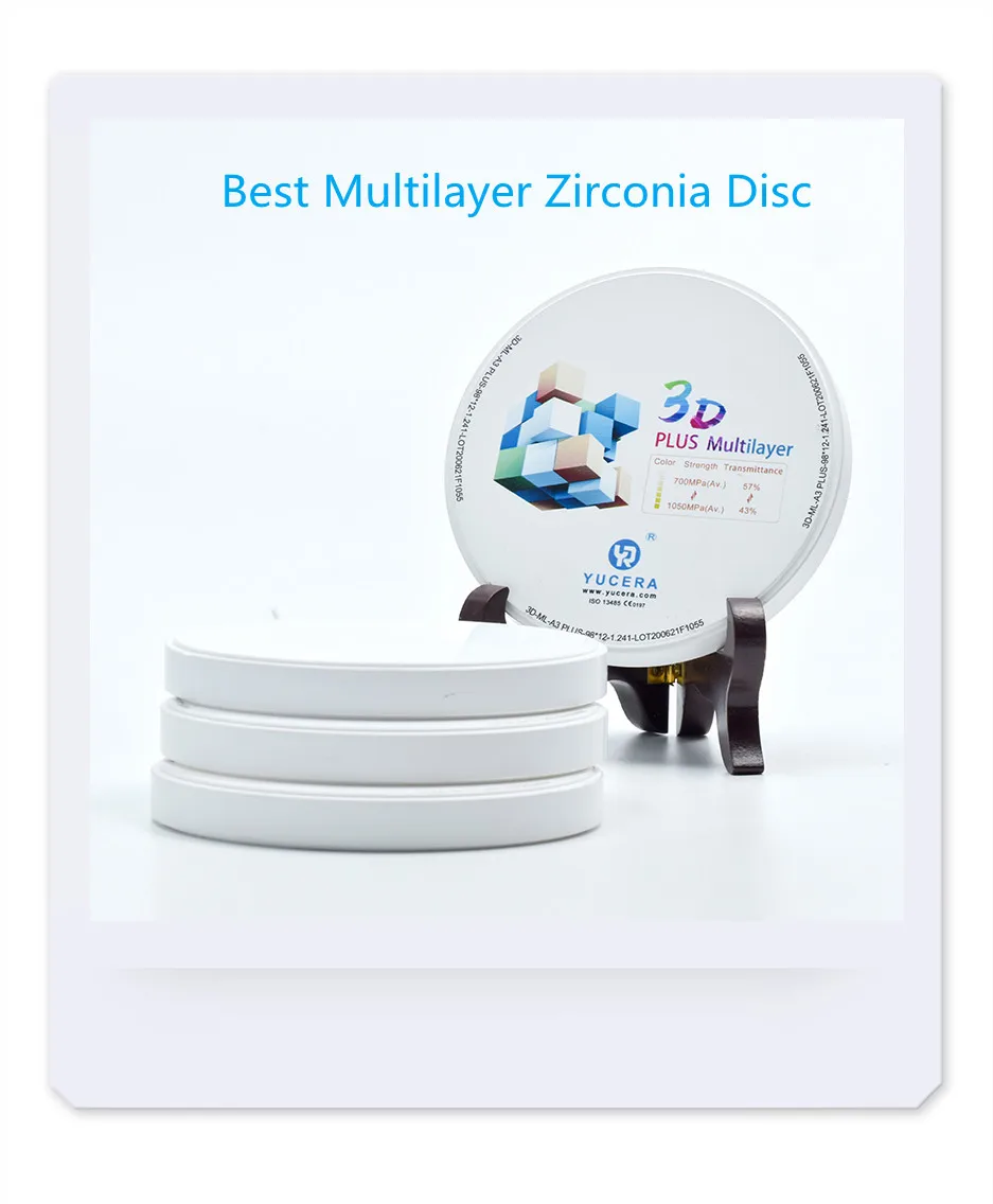 

Yucera 95*16mm 6 слоев 3D многослойный циркониевый стоматологический блок/циркониевый чистый диск для системы открытия CAD CAM