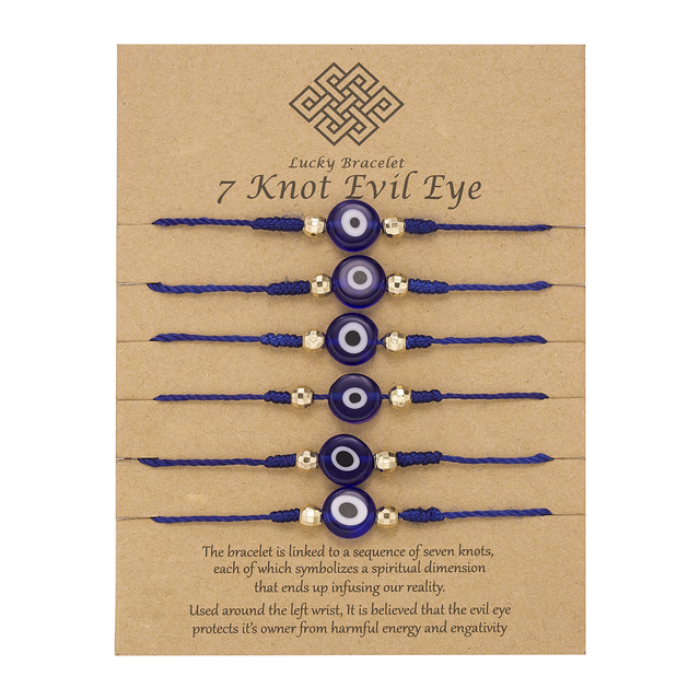 Lucky Evil Eye Bracelets For Women 6pcs/set Handmade Braided Red Black Rope 7 Knots Lucky Jewelry Friendship Bracelets