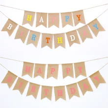 Европейский и американский День Рождения украшения Ретро ручной работы флаги с днем рождения льняной ласточкин хвост флаг