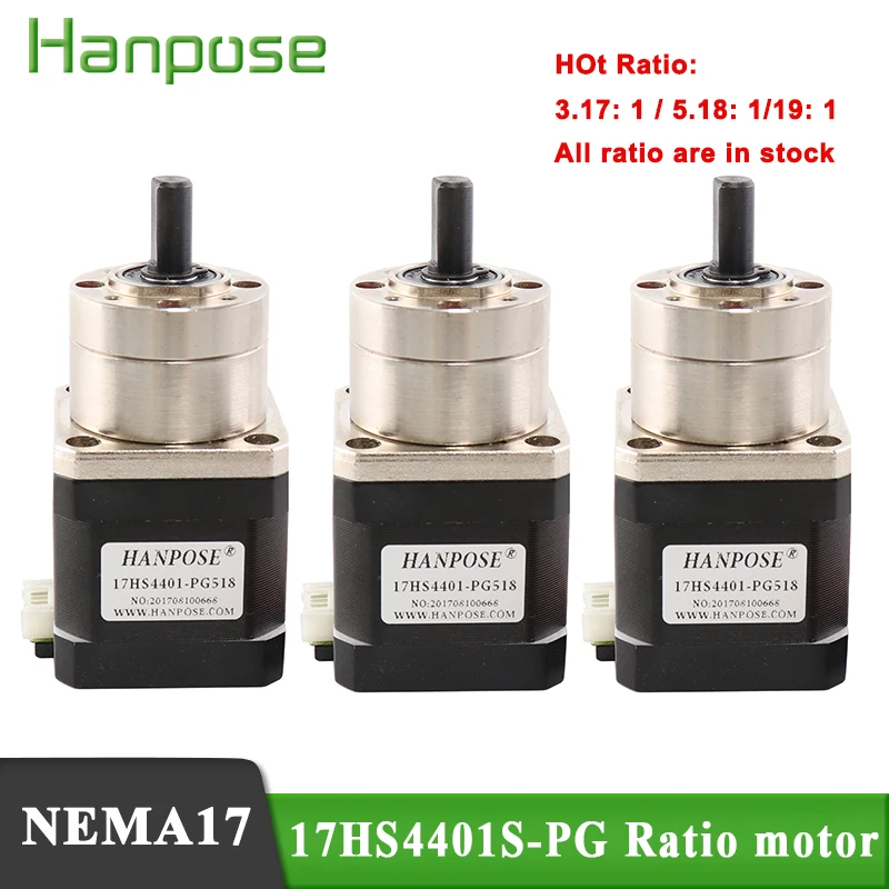

Nema 17 Stepper Motor 17HS4401S-PG Ratio 139:1 189 264 Planetary geared Gearbox All For 3D Printer 3PCS