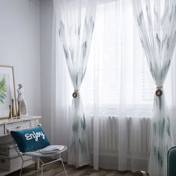 

Tulle Curtain on Window In The Living Room Curtains for Bedroom Feather White Yarn Screen Yarn Housing Salon Luxury Home Decor