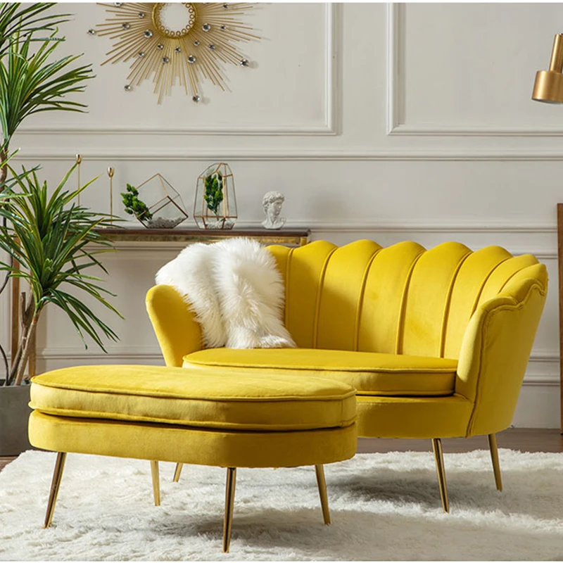 120CM Luxury Nordic Living Room Sofas 2-Seat Sofa Home Leisure Armchair Furniture Modern Lazy Balcony Single Sofa Fabric Backres