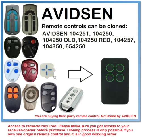 AVIDSEN 104251,104250, 104257,104350, 654250 дубликатор дистанционного управления