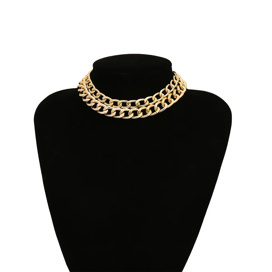 IngeSight. Z 2 шт./лот мужское панк панковское кубинское толстое ожерелье-чокер s хип-хоп массивное Золотое металлическое ожерелье на шею женское ювелирное изделие