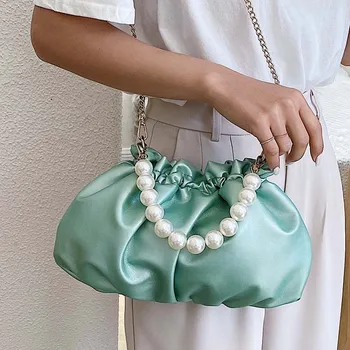 

Pearl Design Cloud Bags for women Crossbody Bags Small PU Leather messenger Bags 2020 female Handbags chain Sling bag totes