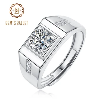 

GEM'S BALLET 925 Sterling Silver Moissanite Ring For Men fashion diamond rings men wedding promise classic mens wedding ring