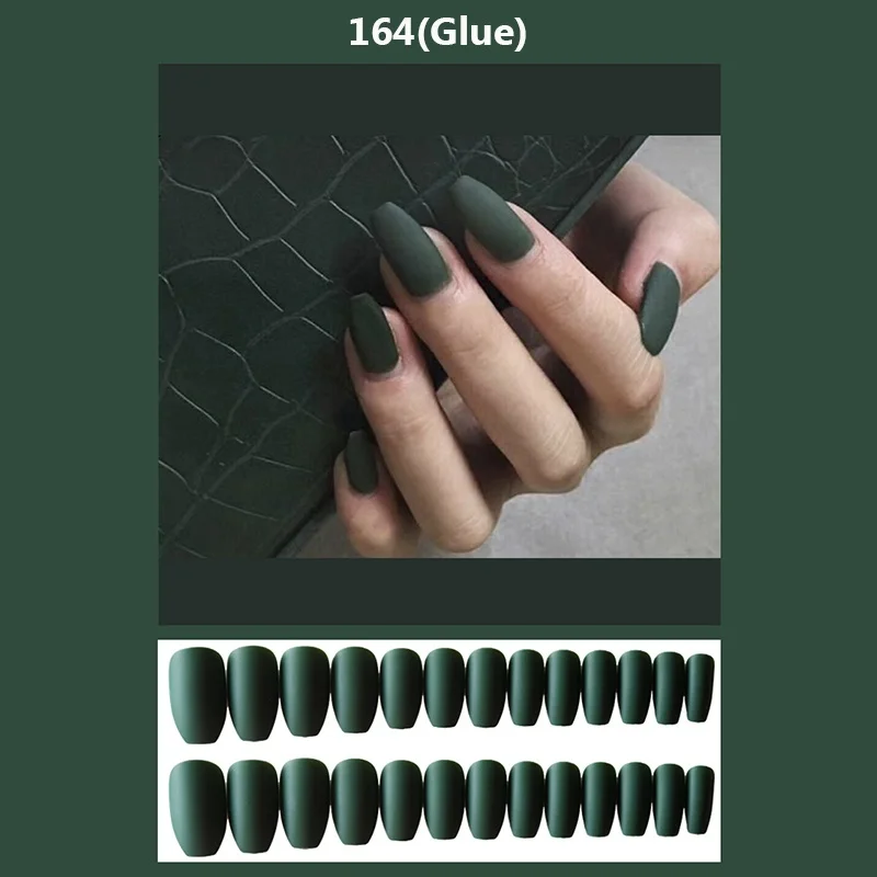Longo Manicure Multi-cor Fosco Unhas Postiças Cola Usar Acabados 24 Pçs - Set 9 Unhas postiças