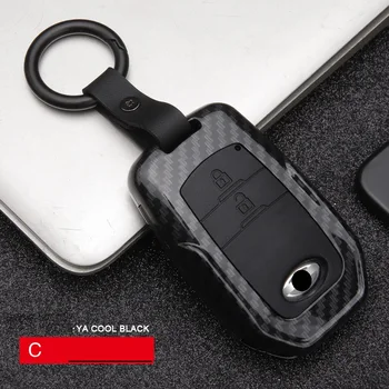 

ABS Carbon fiber Car Remote Smart Key Case Cover For Toyota Camry Highlander Prado Crown Land Cruiser Prius Vitz Reiz Fortuner