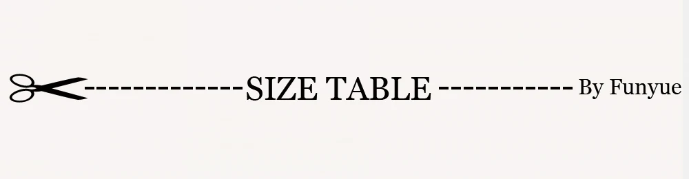 SIZE TABLE