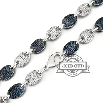 

12mm Men's & Women 14k Gold Finish 24" Choker Icy Lab Diamond MARINER Link Chain