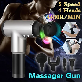 

4400r/min Therapy Massage Guns 3 Gears Muscle Massager Pain Sport Massage Machine Relax Body Slimming Relief + 4 Heads